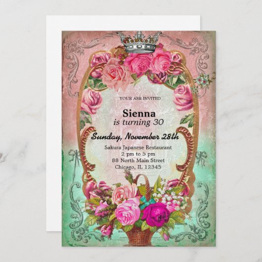 Invitation Style d'anniversaire vintage (Devant / Derrière)