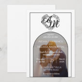 Invitation Style d'arc romantique Photo mariage noir et blanc (Devant / Derrière)