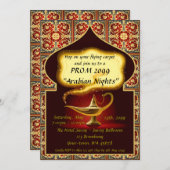 Invitation Style de bal d'étudiants, rouge et or (Devant / Derrière)