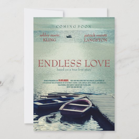 Invitation Style de film d'affiche ENDLESS LOVE (Devant)