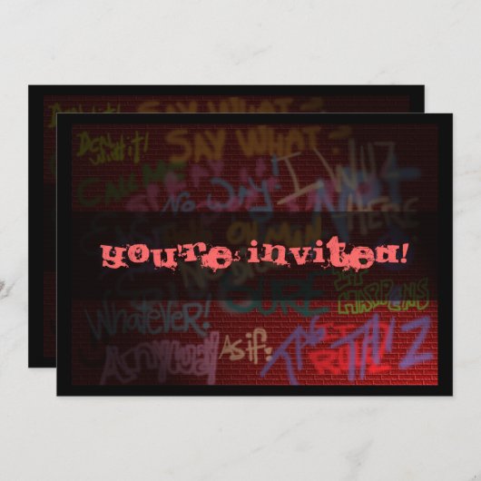 Invitation Style de graffiti (Devant / Derrière)