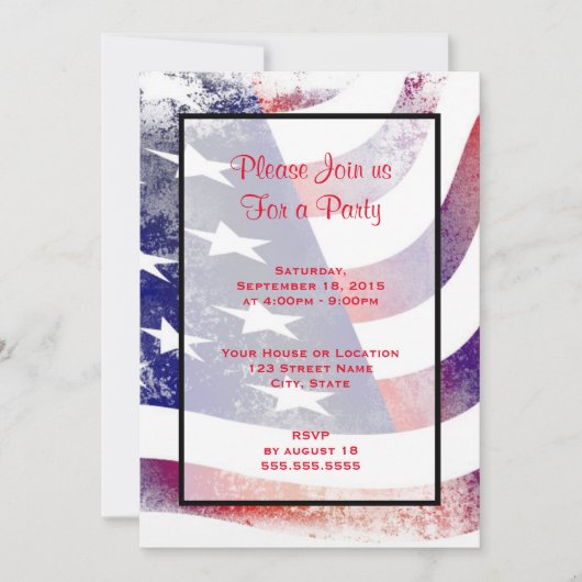Invitation Style de Grunge Patriotique Faded American Drapeau (Devant)