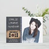 Invitation Style de Jean de denim de diplômé de fille (Debout devant)