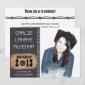 Invitation Style de Jean de denim de diplômé de fille (Devant / Derrière)