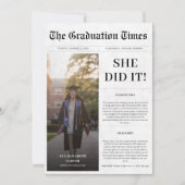 Invitation Style de journal Il ou elle l'a fait Graduation Ph (Devant)