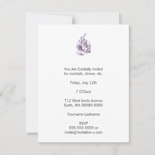 Invitation Style de lettre lapin blanc (Devant)