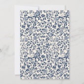 Invitation Style de luxe Crème bleue mariage floral (Dos)