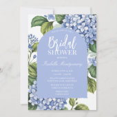 Invitation Style de mariage floral bleu hydrangea botanique (Devant)