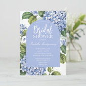 Invitation Style de mariage floral bleu hydrangea botanique (Debout devant)