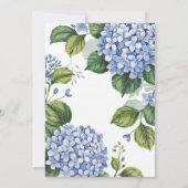 Invitation Style de mariage floral bleu hydrangea botanique (Dos)