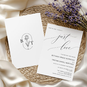 Invitation Style de monogramme floral de mariage minimaliste