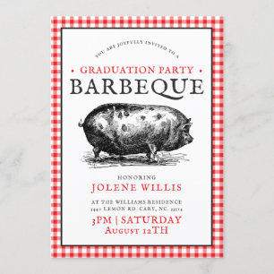 Invitation Style de pique-nique de porc vintage Barbecue