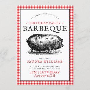 Invitation Style de pique-nique de porc vintage   Barbecue d'