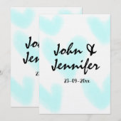 Invitation style de texte minimal simple blanc mariage cœur b (Devant / Derrière)