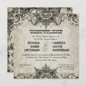 Invitation Style de typographie Gravures Polices Flouris de s (Devant / Derrière)