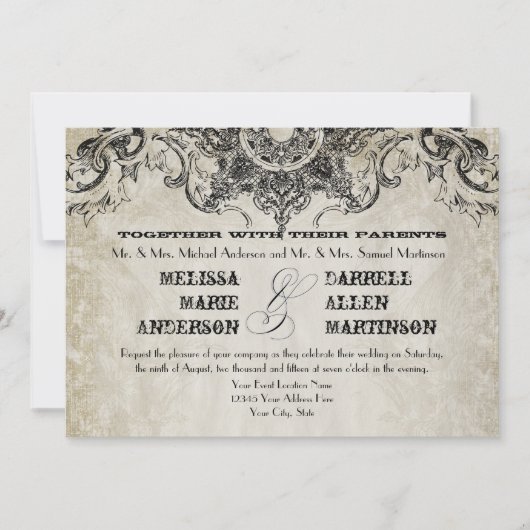 Invitation Style de typographie Gravures Polices Flouris de s (Devant)