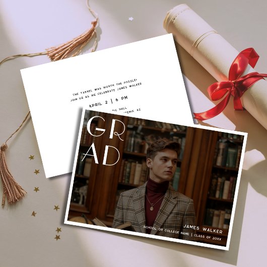 Invitation Style de typographie simple Retro Graduation Photo