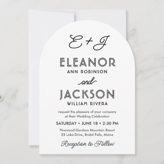 Invitation Style Déco Typographie & Monogramme Mariage photo (Devant)