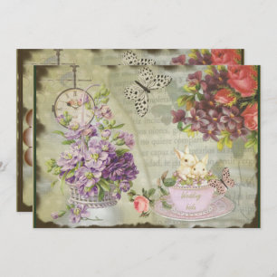 Invitation style decoupage vintage 2017 romantique