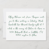 Invitation Style d'écriture manuscrite blanc et Mariage vert  (Devant)