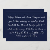Invitation Style d'écriture marine bleu et blanc Mariage (Devant / Derrière)