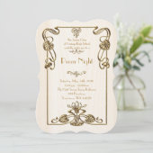 Invitation Style d'empire de bal de promo, or fondu, blanc (Debout devant)