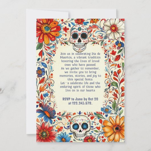 Invitation đ Style Doodle DĂa de Muertos (Dos)