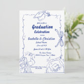 Invitation Style Doodle élégant Main Dradud Graduation (Debout devant)
