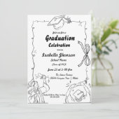 Invitation Style Doodle élégant Main Dradud Graduation (Debout devant)