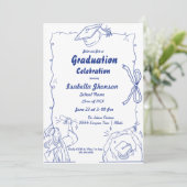 Invitation Style Doodle élégant Main Dradud Graduation (Debout devant)