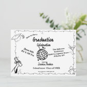 Invitation Style Doodle Graduation dessinée à la main (Debout devant)
