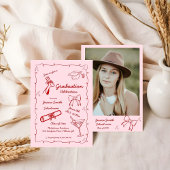 Invitation Style Doodle Graduation dessinée à la main