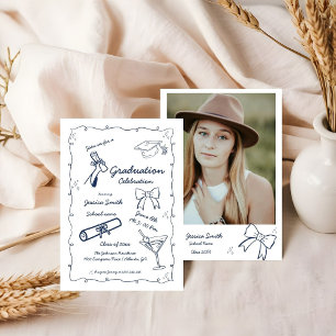 Invitation Style Doodle Graduation dessinée à la main