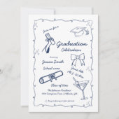 Invitation Style Doodle Main dessinée Twin Graduation (Devant)