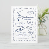 Invitation Style Doodle Main dessinée Twin Graduation (Debout devant)