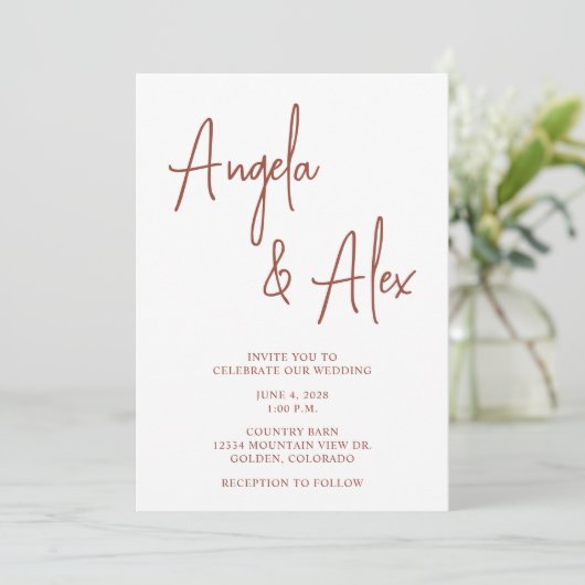 Invitation Style écriture manuscrite Script Mariage en terre (Debout devant)