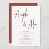 Invitation Style écriture manuscrite Script Mariage en terre (Devant / Derrière)