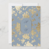 Invitation Style élégant Dusty Bleu Or Floral Mariage (Dos)