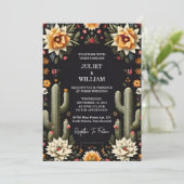 Invitation Style élégant Fiesta Cactus Floral Mariage mexicai (Debout devant)