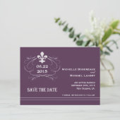 Invitation Style Élégant Rétro Fleur de Lis Save the Date (Debout devant)