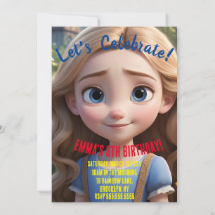 Invitation Style Fille Animée look Fête d'anniversaire