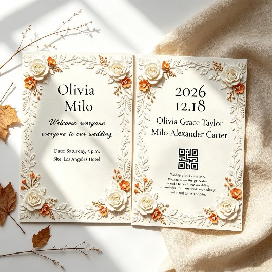 Invitation Style floral élégant en relief 3D