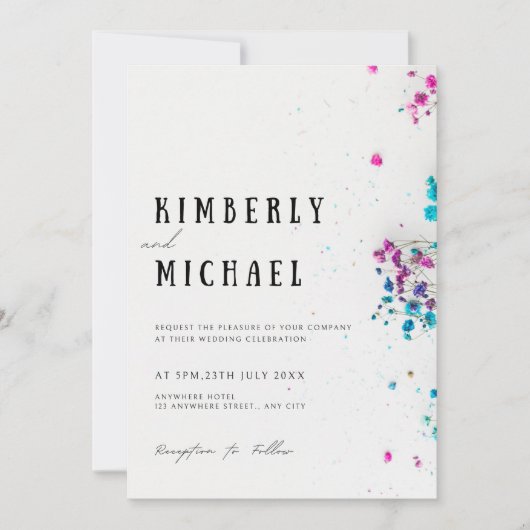 Invitation Stylé Floral Turquoise Enregistrer La Date Invitat (Devant)