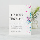 Invitation Stylé Floral Turquoise Enregistrer La Date Invitat (Debout devant)