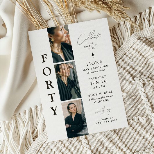 Invitation Style FORTY Photo Strip 40e anniversaire