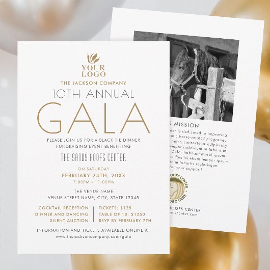 Invitation Style Gala Custom Event Logo Photo White Gold