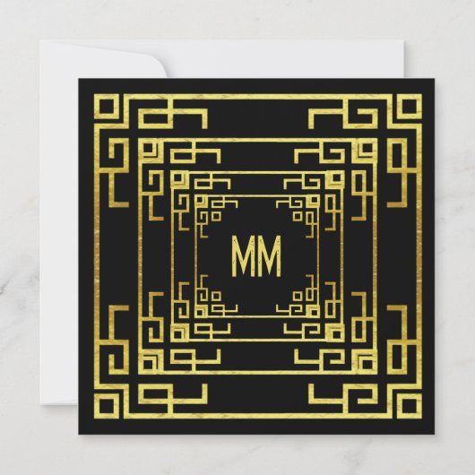 Invitation Style Géométrique Gatsby, Meurtre Mystère Hallowee (Dos)