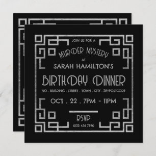 Invitation Style Géométrique Gatsby, Mystère de Meurtre Anniv
