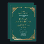 Invitation Style Gold Gatsby 30th Birthday Party<br><div class="desc">Si vous vous préparez à fêter votre 30e anniversaire et que vous voulez un thème, alors pensez à un style Gatsby Great / art déco thème. Le thème est extravagant, glamour et opulent. Cette invitation contient une citation de The Great Gatsby - 'J'aime les grandes fêtes'. L'invitation est idéale si...</div>
