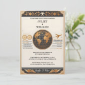 Invitation Style Golden Ticket Passport Boarding Pass Mariage (Debout devant)